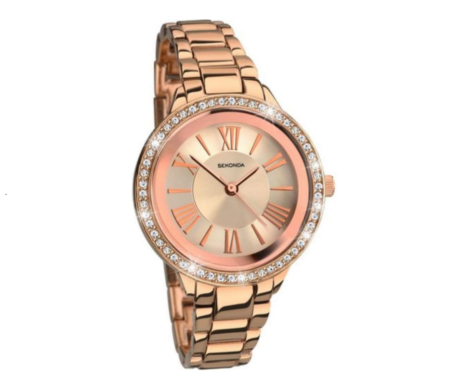 Sekonda Editions Stone Set Dial Rose Gold Bracelet Ladies Fashion Watch 2120 ** Battery Drained **