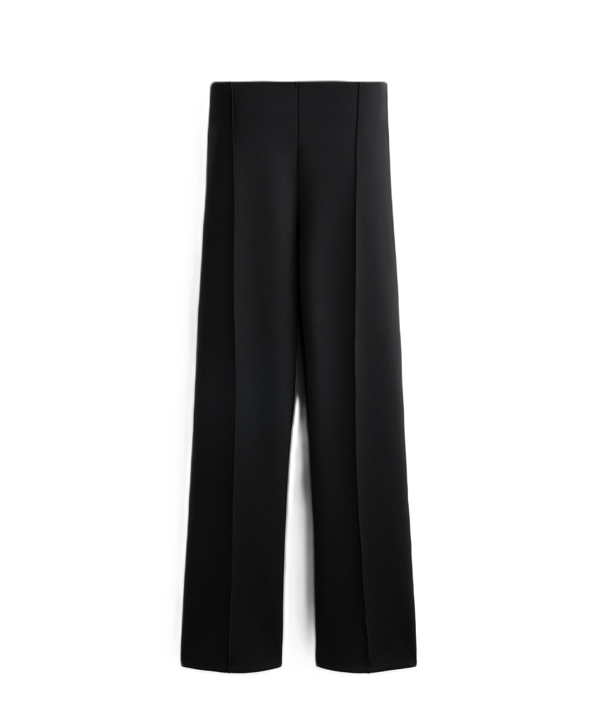 Neoprene-effect straight-leg trousers ** Color :  Black  Size : L **