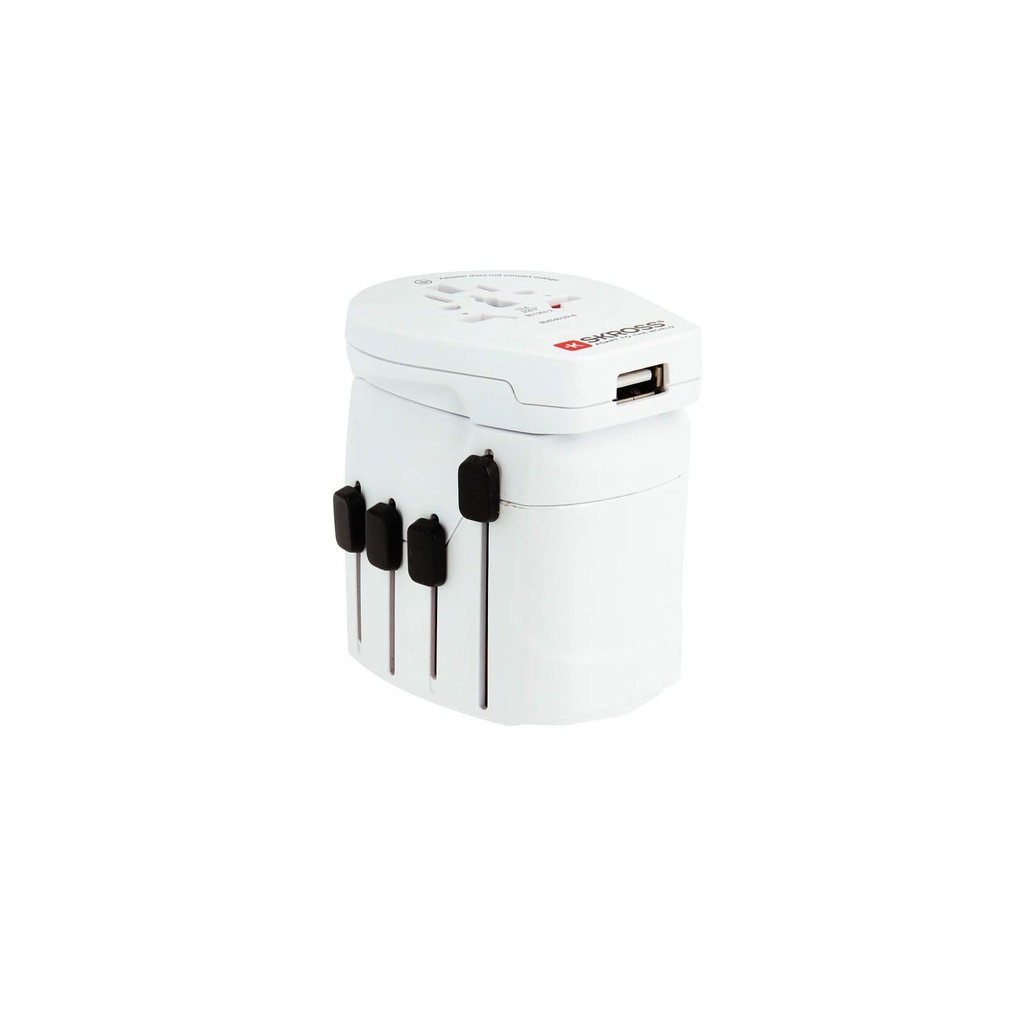 Skross Pro-World & USB Travel Adaptor, White