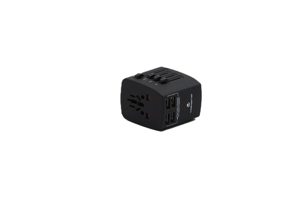 Volkano Worldwide Series Travel Adaptor plug with 4x USB charge Ports VK-8018-BK