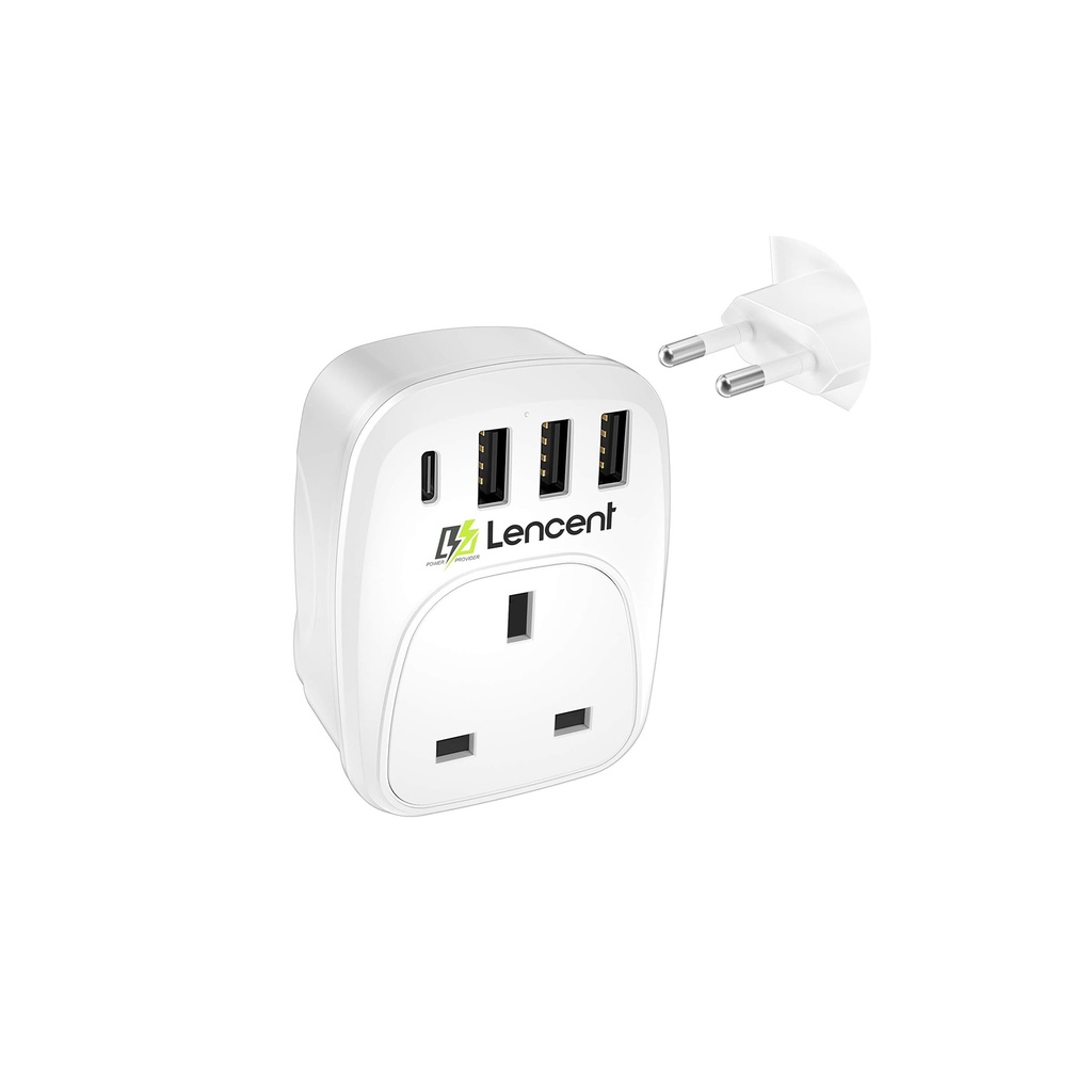 Lencent Uk  adapter,eu euro europe european travel adapter