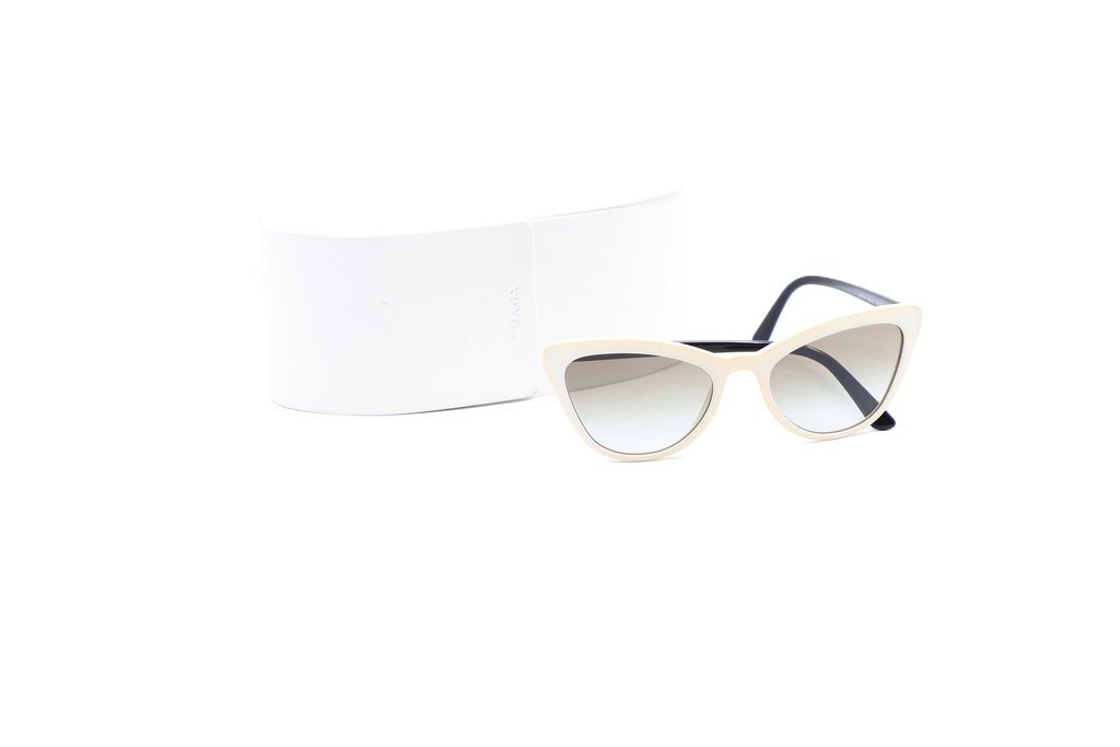 Prada Catwalk PR 01VS 7S30A7 Ivory Plastic Cat-Eye Sunglasses Grey