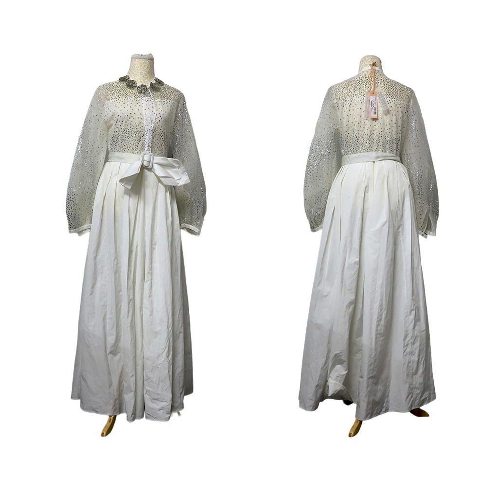 Machka Fancy Elbise Beyaz ramazan White Dress, Size:38
