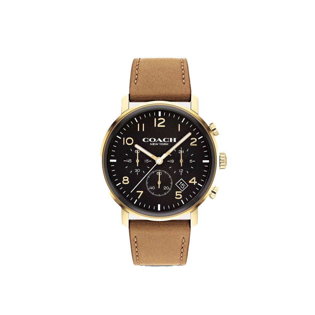 Coach 14602541 Black Dial Brown Leather Watch, Men's Watch, Women's Watch, Gold CA .143.2.34.1992