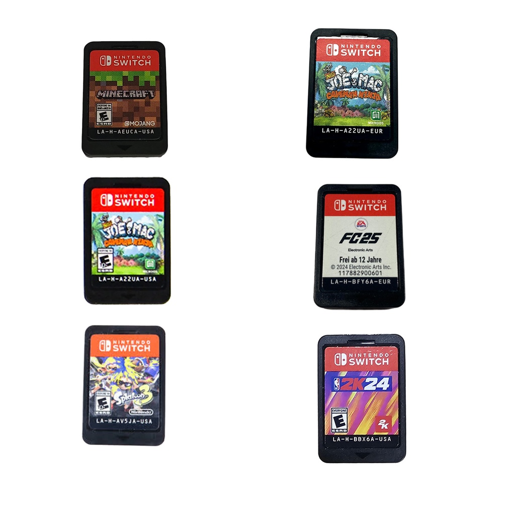 6 Nintendo Switch Cartridge FC25, 2K24, MineCraft, Joe & mac, Donkey Kong, Splatoon