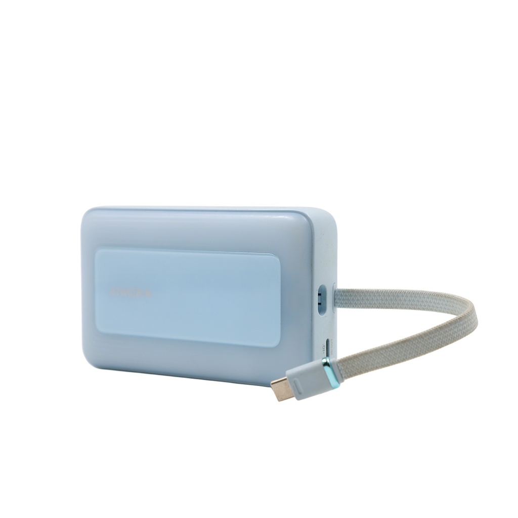 Anker Zolo Power Bank 20K, 30W Built-In USB-C Cable Blue