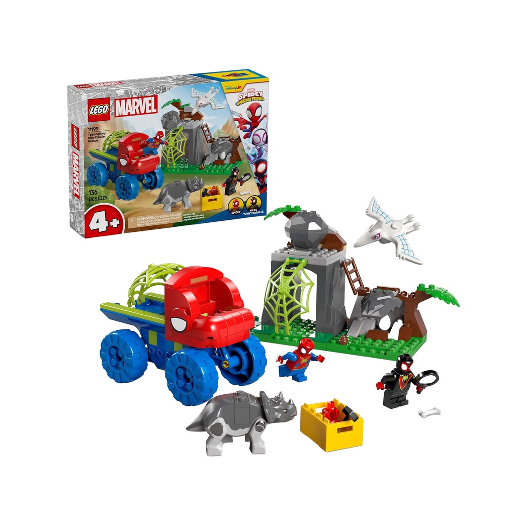 LEGO Marvel Spidey and His Amazing Friends Team Spidey Dino Crawler Rescue - Car and Adventure Preschool Building Toy