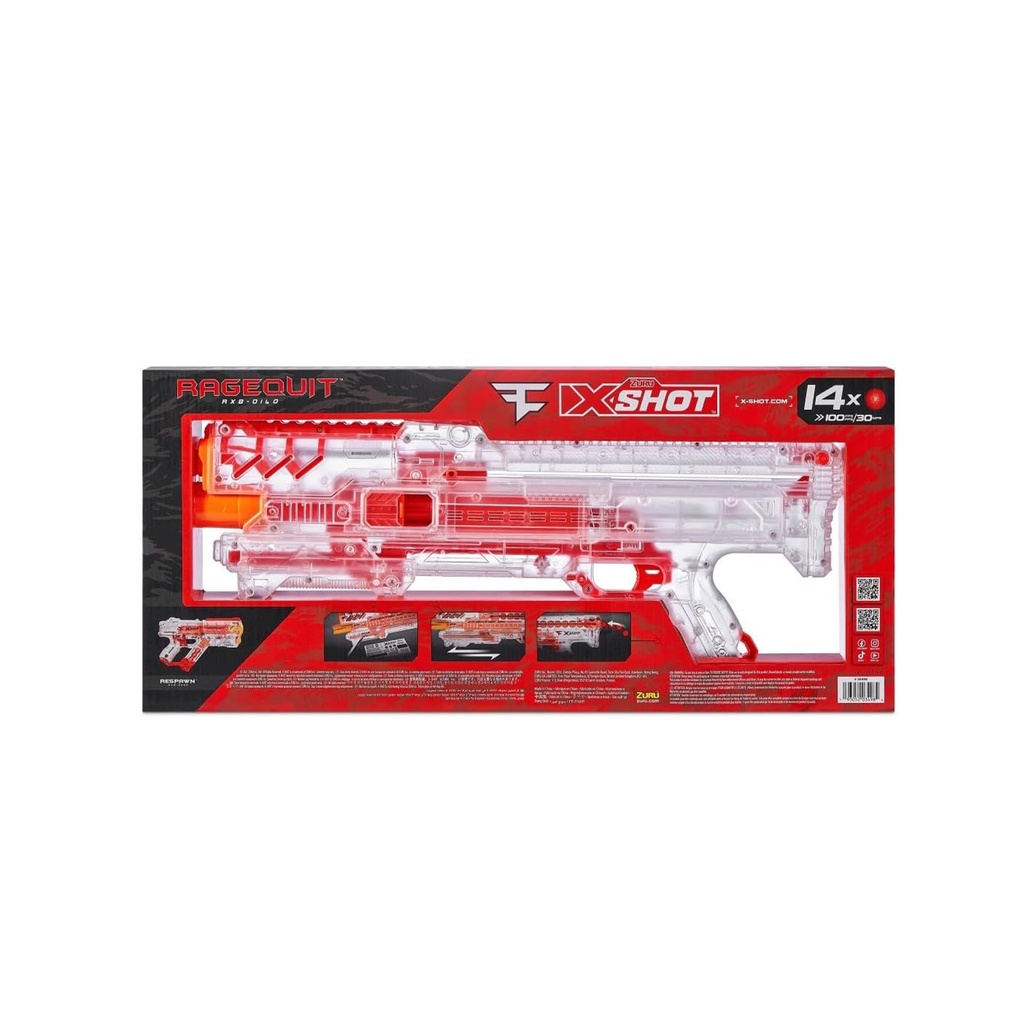 XSHOT Faze Clan Ragequit with 24 Dart Balls - Transparent Toy Gun