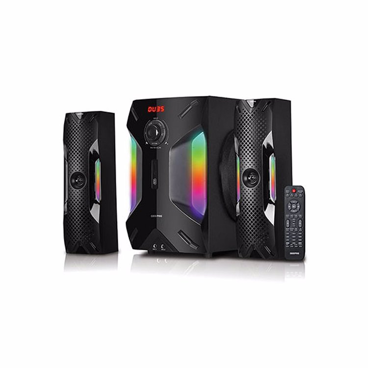 Geepas 2.1 Channel Multimedia Speaker GMS8507BT WITH RGB LIGHTING , **IMPORTANT BOX A LITTLE DAMAGED **