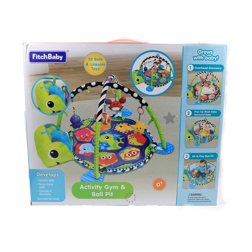 Ocean-Themed Baby Play Gym with Ball Pit and Hanging Toys