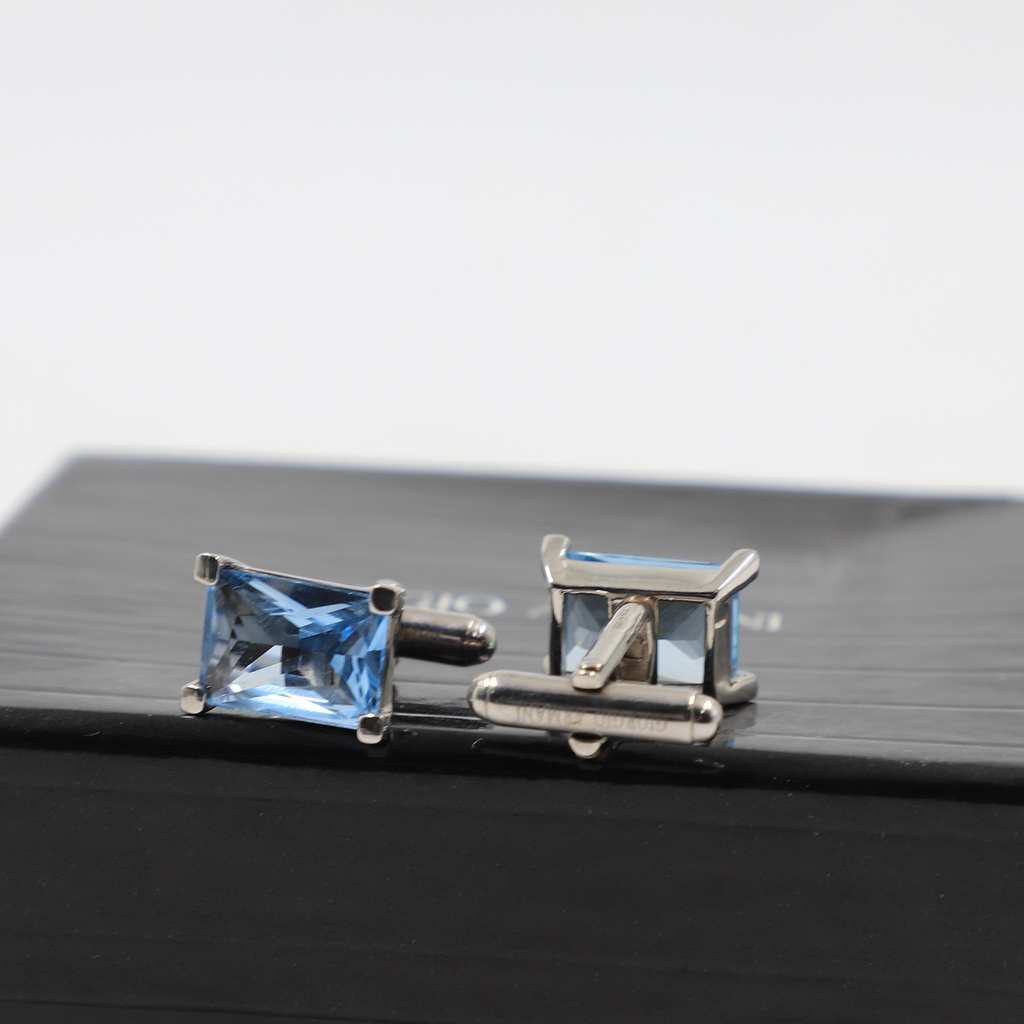 Giorgio Armani Sterling Silver 925 Cufflink With Blue Gem