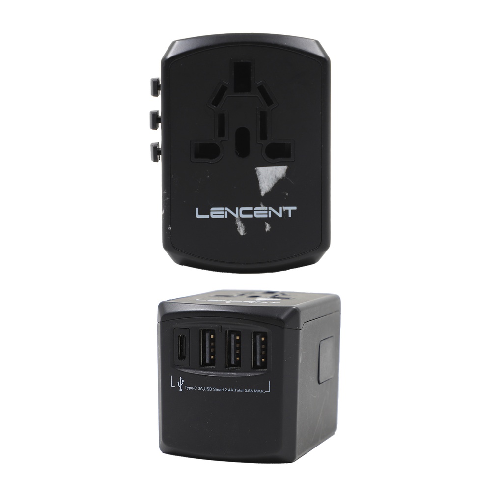 LENCENT Universal Travel Adaptor  Charger Plug, 3 USB Ports and 1 Type C International Wall Adapter