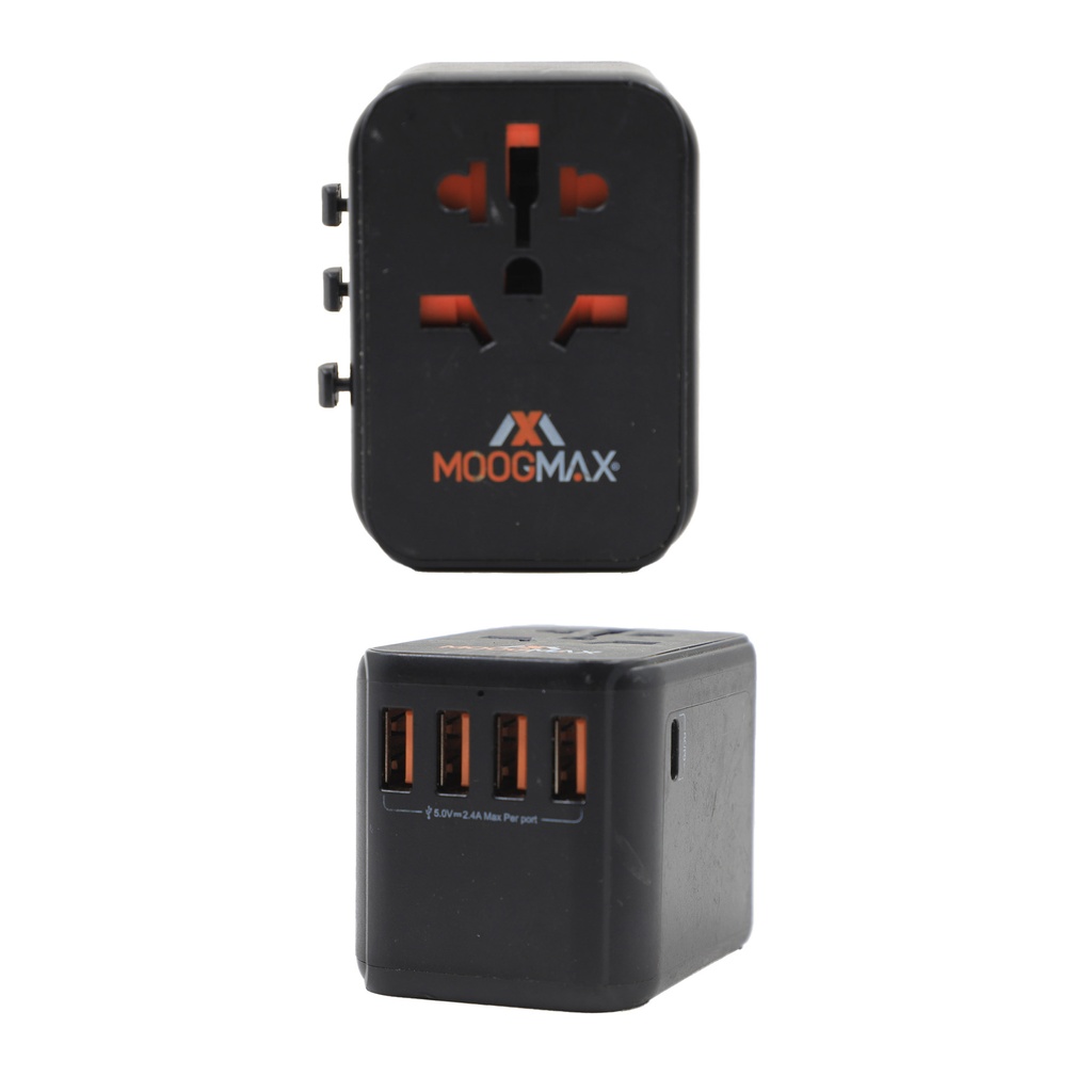 Moogmax travel adapter mx1 4Usb + 1 Type C