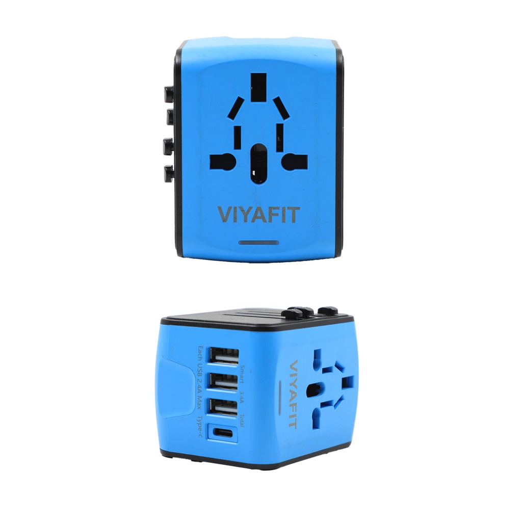 Viyafit Universal International Travel Power Adapter,  Speed 2.4A 3xUSB, 3.0A Type-C