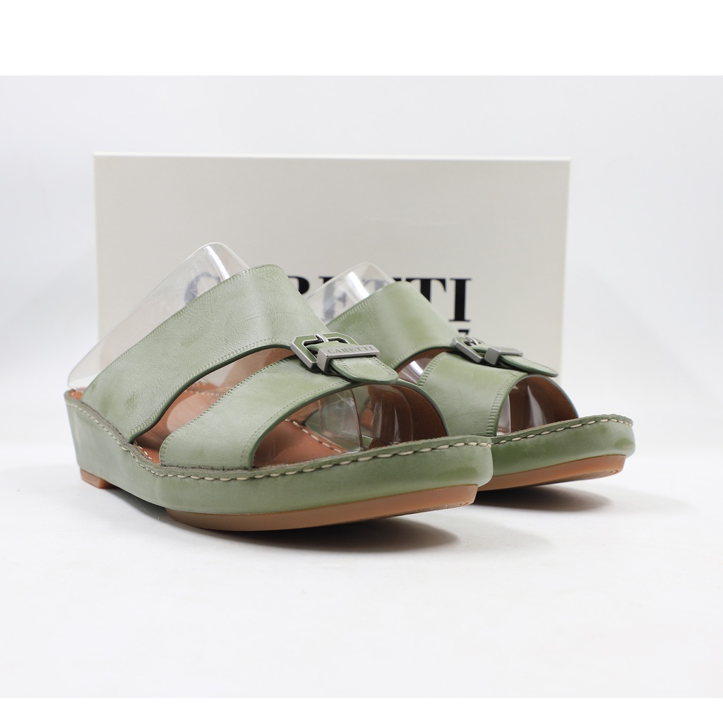 Caretti Flowax 1493 Memory Novocalf Aloe Soquare Buckle Nikel 1580 Matt Sandal  Color Green Size - 11 ½