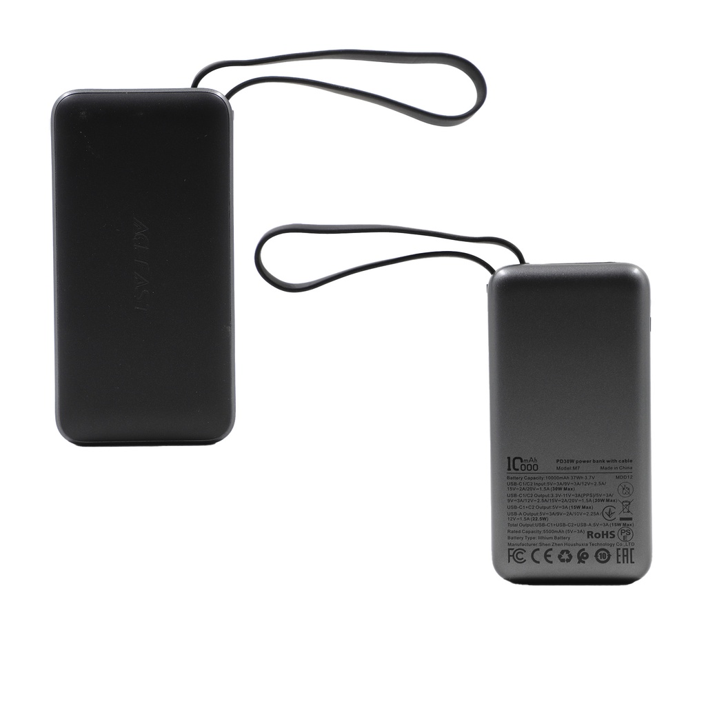Acefast M7-10000 PD30w Power Bank with Cable Black
