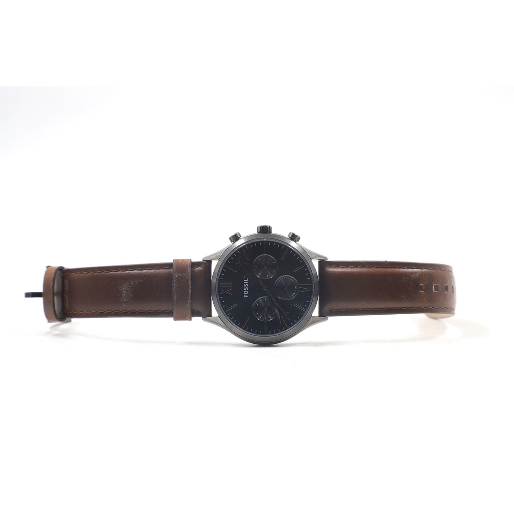 Fossil BQ2814 Fenmore Multifunction Stainless Steel/Leather Watch for Men, 44 mm Size, Gray