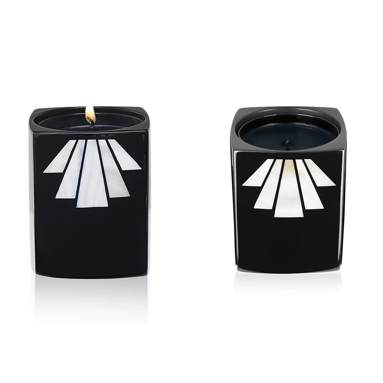 The Candle Holder By Kilian, In Black Lacquered Wood inlaid With Mother -of-pearl