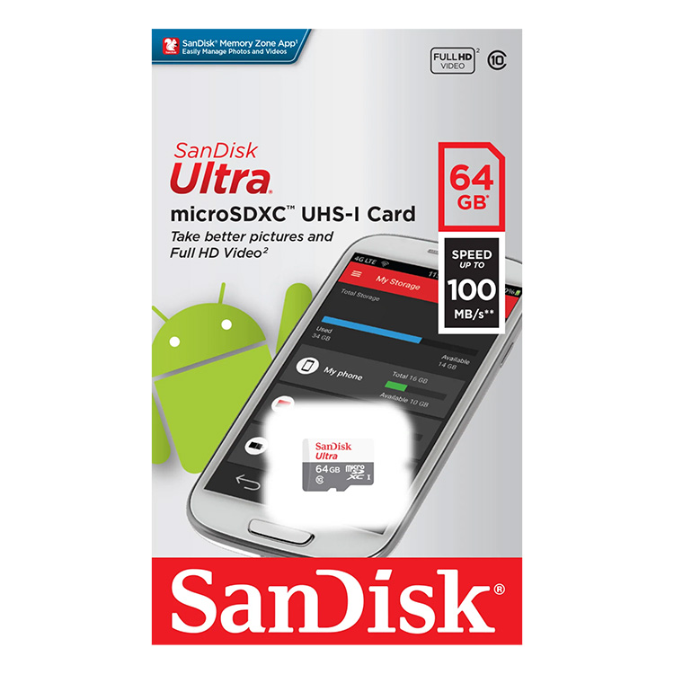 SanDisk Ultra microSDXC uhs-i card 64gb Speed Up To 100 mb/s