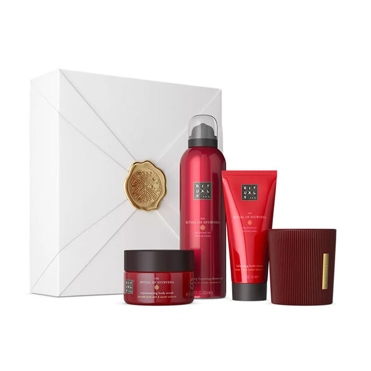 The  Ritual Of Ayurveda, Shower Gel 200 ml + Body Cream 100 ml +    Body Scrub 125 g + Relaxing Scented Candle  140 G