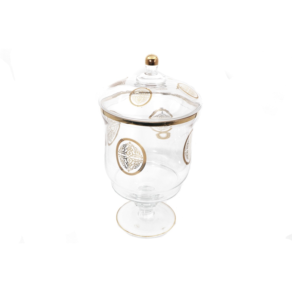 Vintage West Virginia Clear Glass Gold Detail Apothecary  Candy Jar