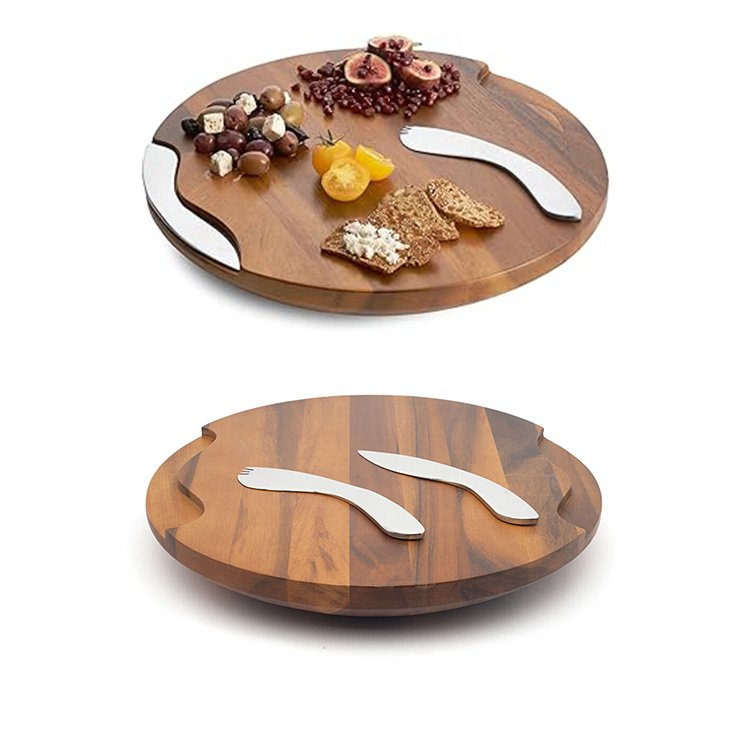 Nambe wood cheese Block W/Knife & Spreader