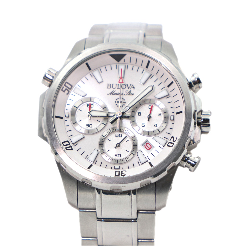 Bulova Marine Star C8601293 Men Quartz White Chronograph Water Resistant - Stainless Steel