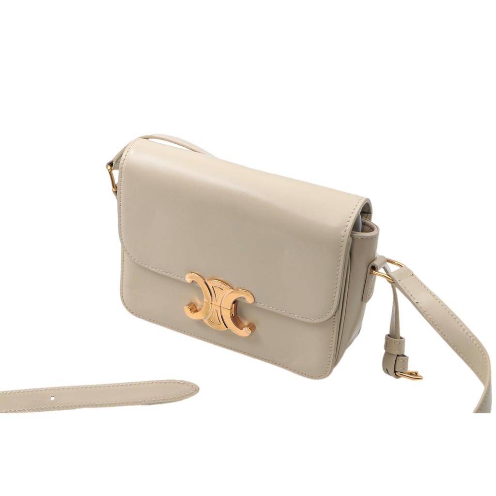 Celine Teen Limestone  Bag Beige  In Shiny Calfskin Limestone