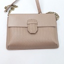 Tweed Cross Body Leather Bag with Leather Shoulder Straps Rest And Chain