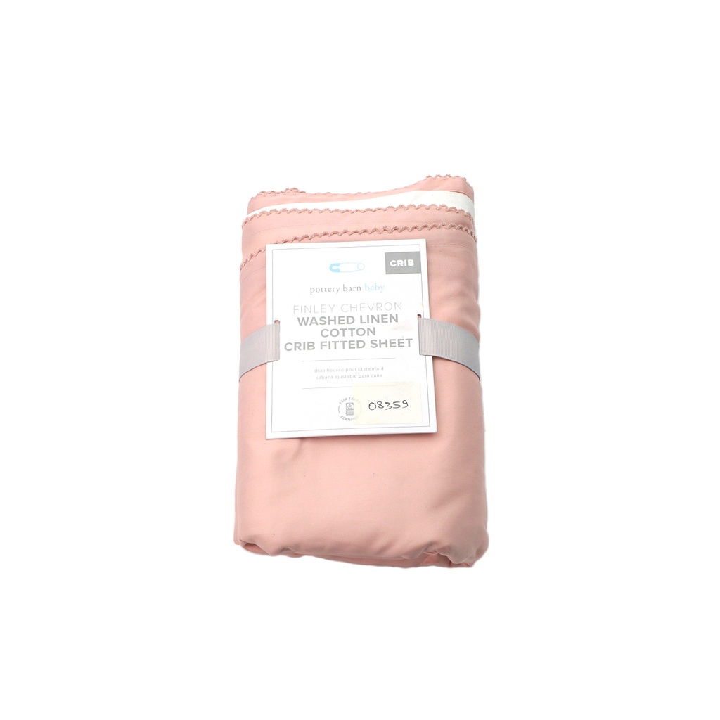 Pottery Barn Baby Finley Chevron Washed Linen Cotton Crib Fitted Sheet