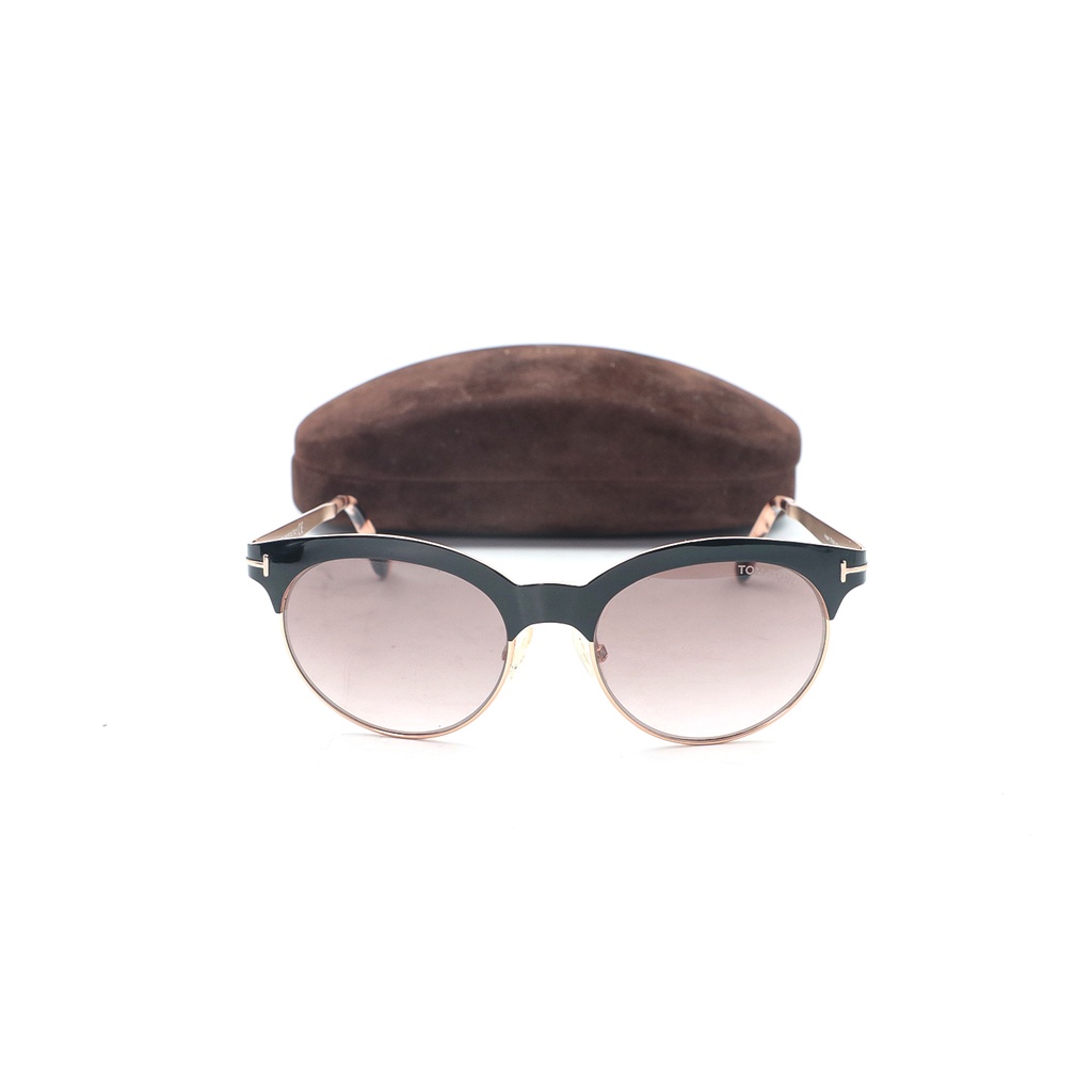 Tom Ford Oval Sunglasses TF438 Angela 01F Black/Gold/Havana FT0438