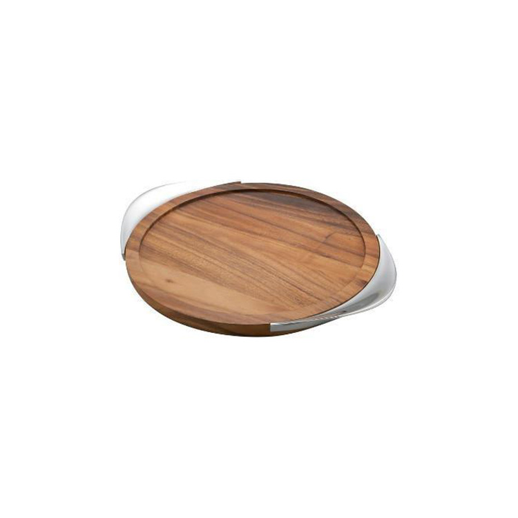 Nambe MT0036  Metal/Wood Tilt Bar Tray: 17 ''  Dia AlloyWood