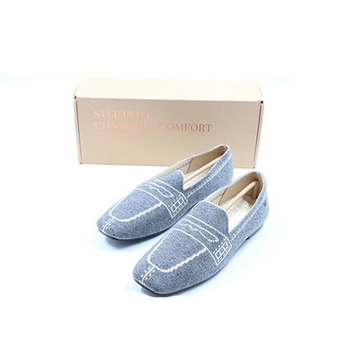 Vivaia Square-Toe Patterned Loafers-Rich Grey Size:  EU40