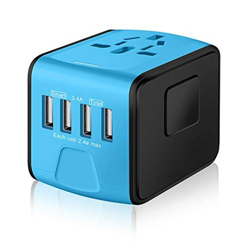 SAUNORCH Universal International Travel Power Adapter W/Smart High Speed 2.4A 4xUSB Wall Charger