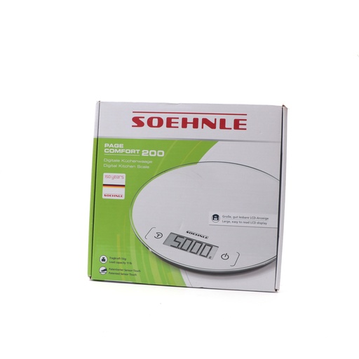 Soehnle S61503 Page Comfort 200 Round Kitchen Scale, 5 kg Load Capacity