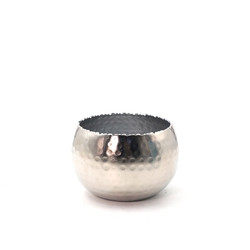 Large Silver Leaf Metal Pot 22cm x 17cm