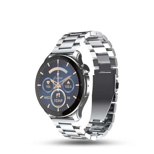 Pebble Cosmos Vault 1.43'' Amoled Display Luxury Metal, Always on Display BT Calling Smart Watch