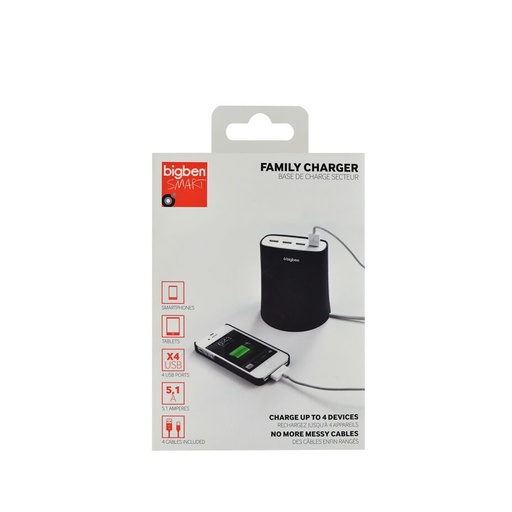 4 USB Port Charging Block + 4 Micro USB Cables