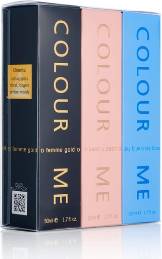 Colour ME Sky Blue/Gold Femme/Pearl - Triple Pack, Fragrance for Women, 3 x 50ml Eau de Perfume