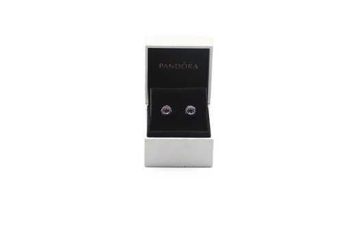 Pandora Stud Birthday Blooms February Amethyst Earrings
