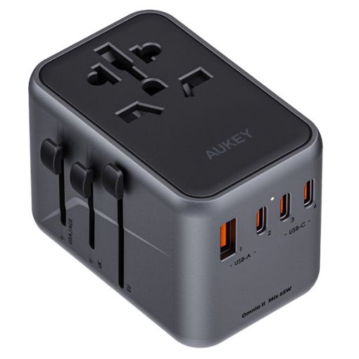 Aukey Universal Travel Adapter 65W With 4XUSB-C And 1XUSB-A Ports Black | PA-TA08