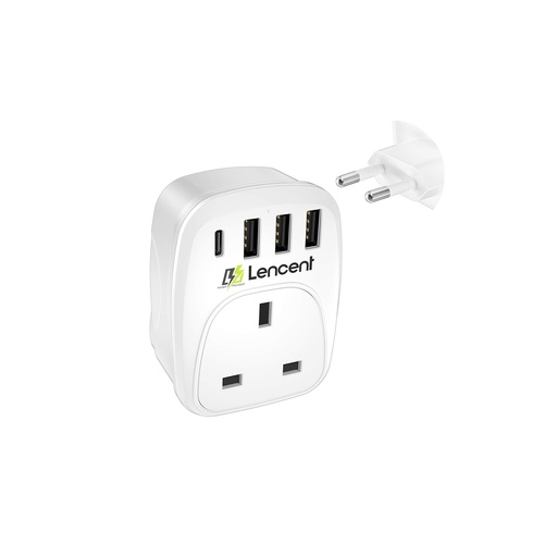Lencent Uk  adapter,eu euro europe european travel adapter