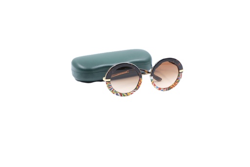 Dolce & Gabbana DG 4393 327813 Top Havana/Handcart Plastic Round Sunglasses Brown Gradient Lens