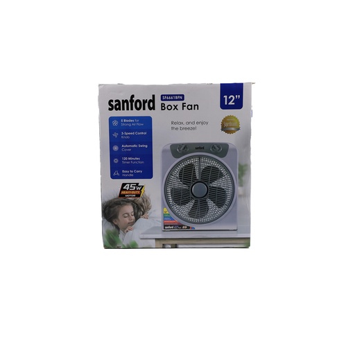 Sanford SF6661BFN BS 12 Inch Box Fan 45w