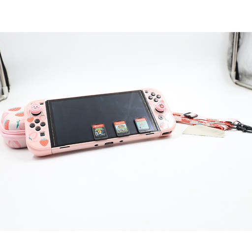 Nintendo Switch Pink Girly + Cover + 3 Games