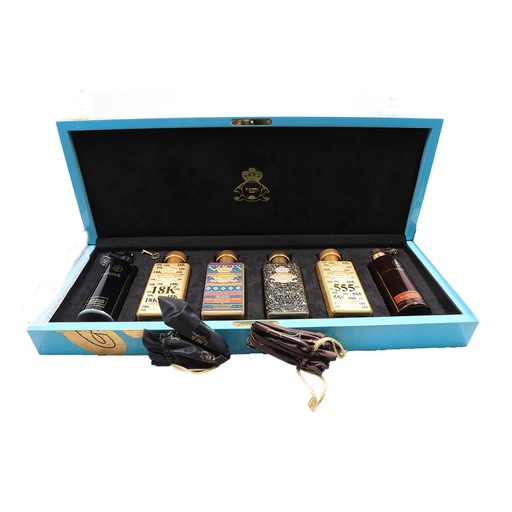 Aljazeera Perfumes Balack aoud + 18k Gold Perfumes+ Magic +Galaxy +555 gold +Boise Fruitr Eau De Perfumes 6 Pcs