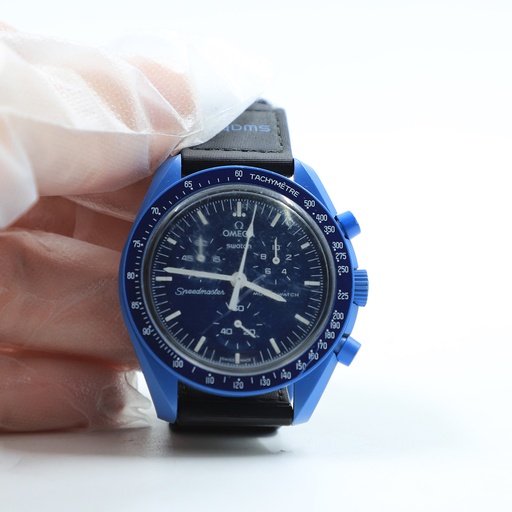 Swatch Omega Mission to neptune, Blue Watch ** Contain Crack On Watch Face**