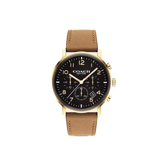 Coach 14602541 Black Dial Brown Leather Watch, Men's Watch, Women's Watch, Gold CA .143.2.34.1992