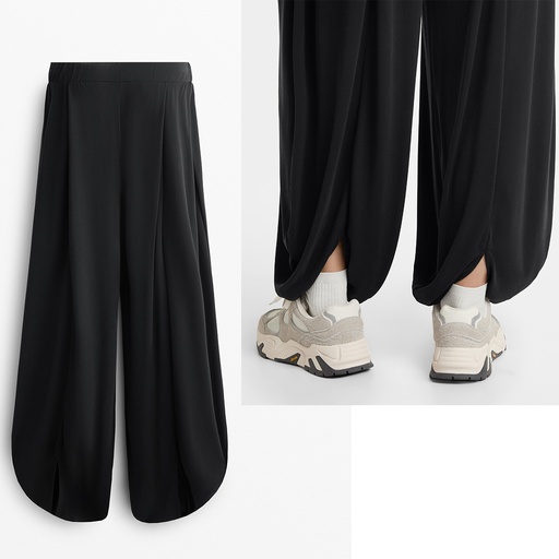 Oysho 0343/314/800 Wide-leg floaty modal blend trousers Size S