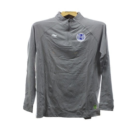 Men's Long Sleeve Training T - Shirt With Zipper  Grey  -  Size - XS